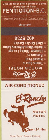 Matchbook Cover - El Rancho Motor Hotel Penticton BC