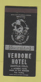 Matchbook Cover - Vendome Hotel Leadville Colorado 30 Strike