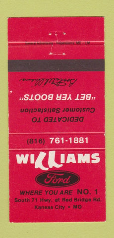 Matchbook Cover - Williams Ford Kansas City MO 30 Strike