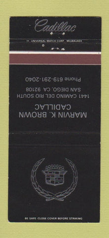 Matchbook Cover - Marvin Brown Cadillac San Diego CA 30 Strike