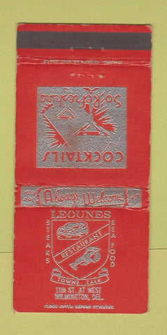 Matchbook Cover - Leounes Restaurant Wilmington DE WEAR 30 Strike