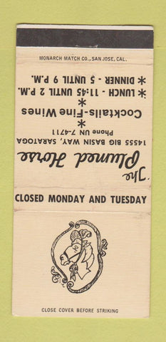 Matchbook Cover - Plumed Horse Saratoga CA 30 Strike