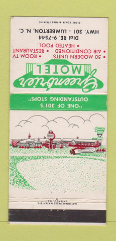 Matchbook Cover - Greenbrier Motel Lumberton NC 30 Strike