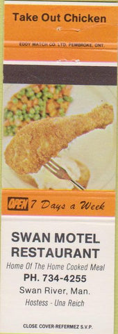 Matchbook Cover - Swan Motel Restaurant Swan River Manitoba