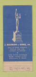 Matchbook Cover - J Maimon Sons New York City Philadelphia PA ERROR? 30 Stick