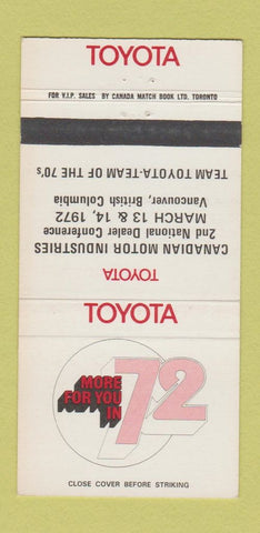 Matchbook Cover - 1972 Toyota Vancouver BC 30 Strike