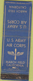 Matchbook Cover - US Army Air Corps March Field CA WORN