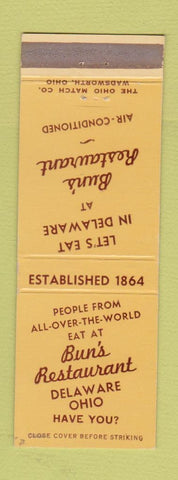 Matchbook Cover - Bun's Restaurant Delaware OH