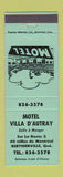 Matchbook Cover - Motel Villa D'Autray Berthierville QC GREEN