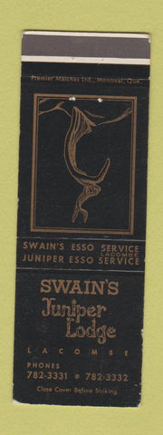 Matchbook Cover - Swain's Juniper Lodge Lacombe AB Esso oil gas WEAR
