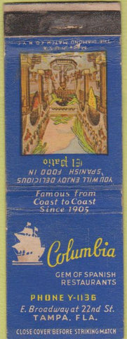 Matchbook Cover - Columbia Spanish Restaurant Tampa FL WEAR