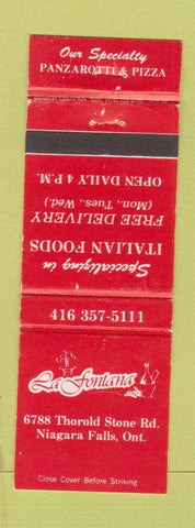 Matchbook Cover - La Fontana Pizza Niagara Falls ON