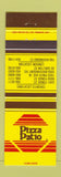 Matchbook Cover - Pizza Patio Toronto London ON