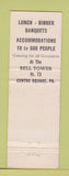 Matchbook Cover - Center Square Golf Club Belltower Restaurant PA