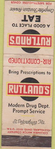 Matchbook Cover - Rutland's Restaurant St Petersburg FL For Safety
