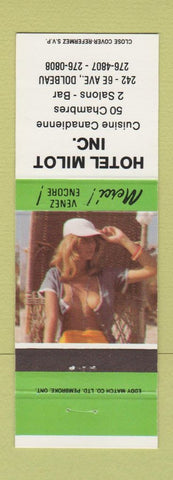 Matchbook Cover - Hotel Milot Dolbeau QC pinup