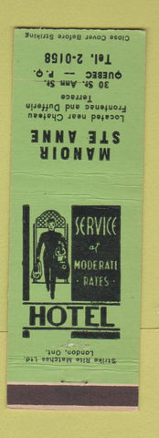 Matchbook Cover - Manoir Ste Anne Quebec QC GREEN