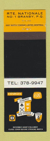 Matchbook Cover - Auberge Nid Condor Granby QC