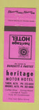 Matchbook Cover - Heritage Motor Hotel Taber Brooks AB