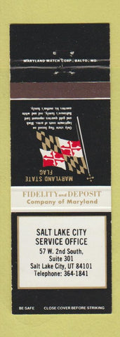 Matchbook Cover - Salt Lake City Maryland Fidelity Deposit UT