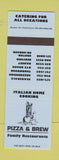 Matchbook Cover - Pizza and Brew Scarsdale Tye Brook Nanuet Bedford NY