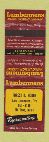 Matchbook Cover - Lumbermens Insurance Forest Moors Old Town ME