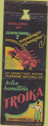 Matchbook Cover - Troika Russian restaurant Washington DC WORN