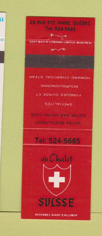 Matchbook Cover - Au Chalet Suisse Ste Anne QC