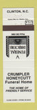 Matchbook Cover - Crumpler Honeycutt Funeral Home Clinton NC WEAR