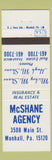 Matchbook Cover - McShane Insurance Real Estate Munhall PA