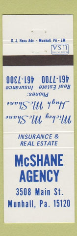 Matchbook Cover - McShane Insurance Real Estate Munhall PA