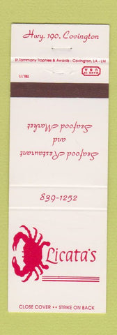 Matchbook Cover - Licata's Restaurant Covington LA