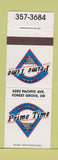 Matchbook Cover - Prime Time Restaurant Gorest Grove OR Sports Bar