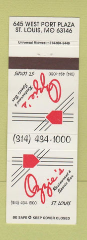 Matchbook Cover - Ozzie's Restaurant St Louis MO Smith Cardinals Baseball