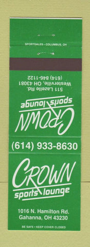 Matchbook Cover - Crown Sports Lounge Westerville OH WEAR