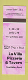 Matchbook Cover - La Villa Pizza Italian PINK