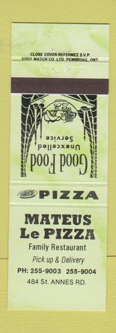 Matchbook Cover - Mateus Le Pizza