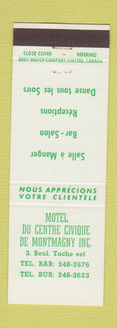 Matchbook Cover - Motel Du Centre Civique De Montmagny QC