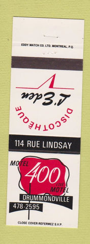 Matchbook Cover - Motel 400 Drummondville QC Disco