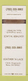 Matchbook Cover - Leather n Lace Reno NV WEAR