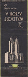 Matchbook Cover - Waldorf Astoria New York City WEAR