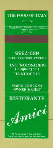 Matchbook Cover - Ristorante Amici Italian Burlington ON