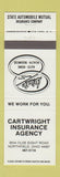 Matchbook Cover - Cartwright Insurance Northfield OH State Auto Mutual