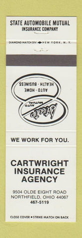 Matchbook Cover - Cartwright Insurance Northfield OH State Auto Mutual