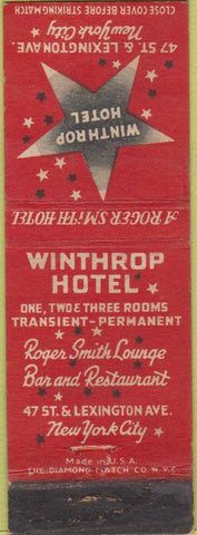 Matchbook Cover - Winthrop Hotel New York City