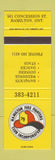 Matchbook Cover - Hamilton Fire Fighters Club Hamilton ON
