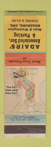 Matchbook Cover - Adairs' Associated Parking oil gas? Roseburg OR hillbilly