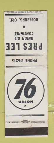 Matchbook Cover - Pres Lee Union oil gas Rosburg OR