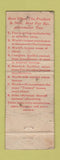 Matchbook Cover - Timken Bearings HL Pritchard Medford Grants Pass OR POOR