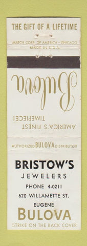 Matchbook Cover - Bulova Watches Bristow Jewelry Eugene OR WEAR